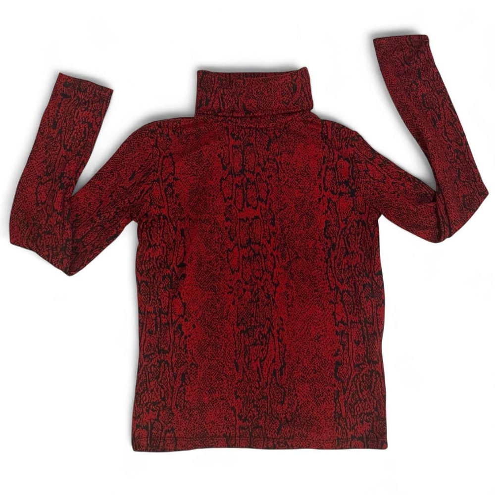 Zara Red Snakeskin Turtleneck Top